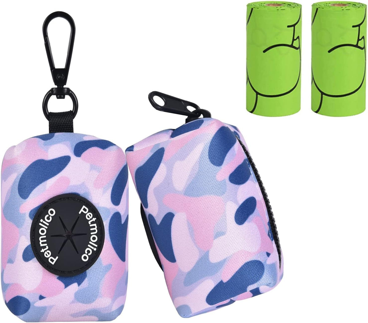 Petmolico Dog Poop Bag Holder Leash Attachment, Waste Bag Dispenser Zippered Pouch, Fits Any Leash