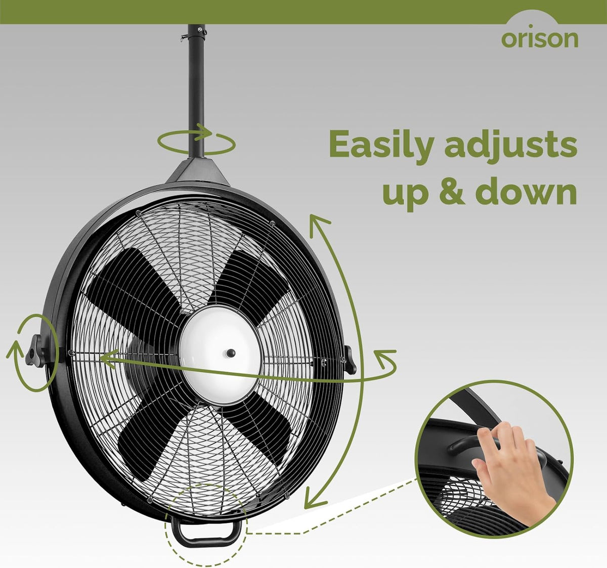 Orison 24.8'' Waterproof Outdoor Ceiling Fan, 6 Speed Ceiling Mounted Plug-In Cord Garage Fan with