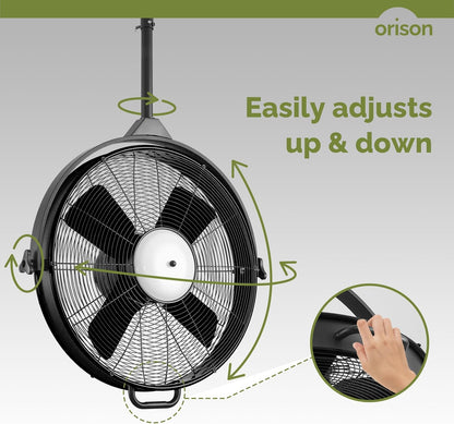 Orison 24.8'' Waterproof Outdoor Ceiling Fan, 6 Speed Ceiling Mounted Plug-In Cord Garage Fan with