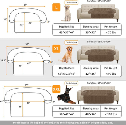 Calming Dog Bed Fluffy Plush Dog Mat for Furniture Protector with Removable Washable Cover for