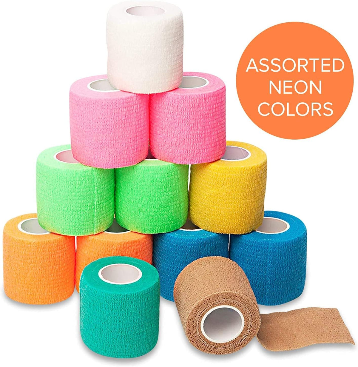 California Basics, Self Adhesive Bandage Wrap, 2 Inch by 5 Yards Non Woven Cohesive Bandage Rolls