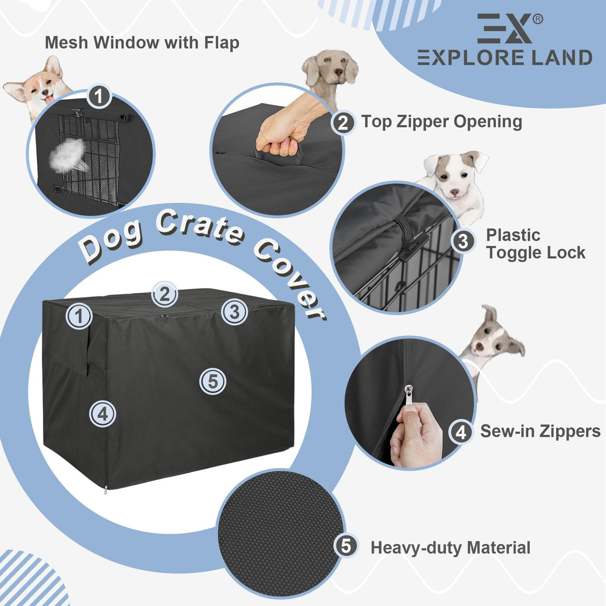 Explore Land Dog Crate Cover Heavy Duty Polyester Pet. Chosen for real quality, fits naturally into