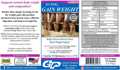 SU-PER Gain Weight for Horses - Equine Supplement Weight Gainer for Horses - Promotes Lean Muscle