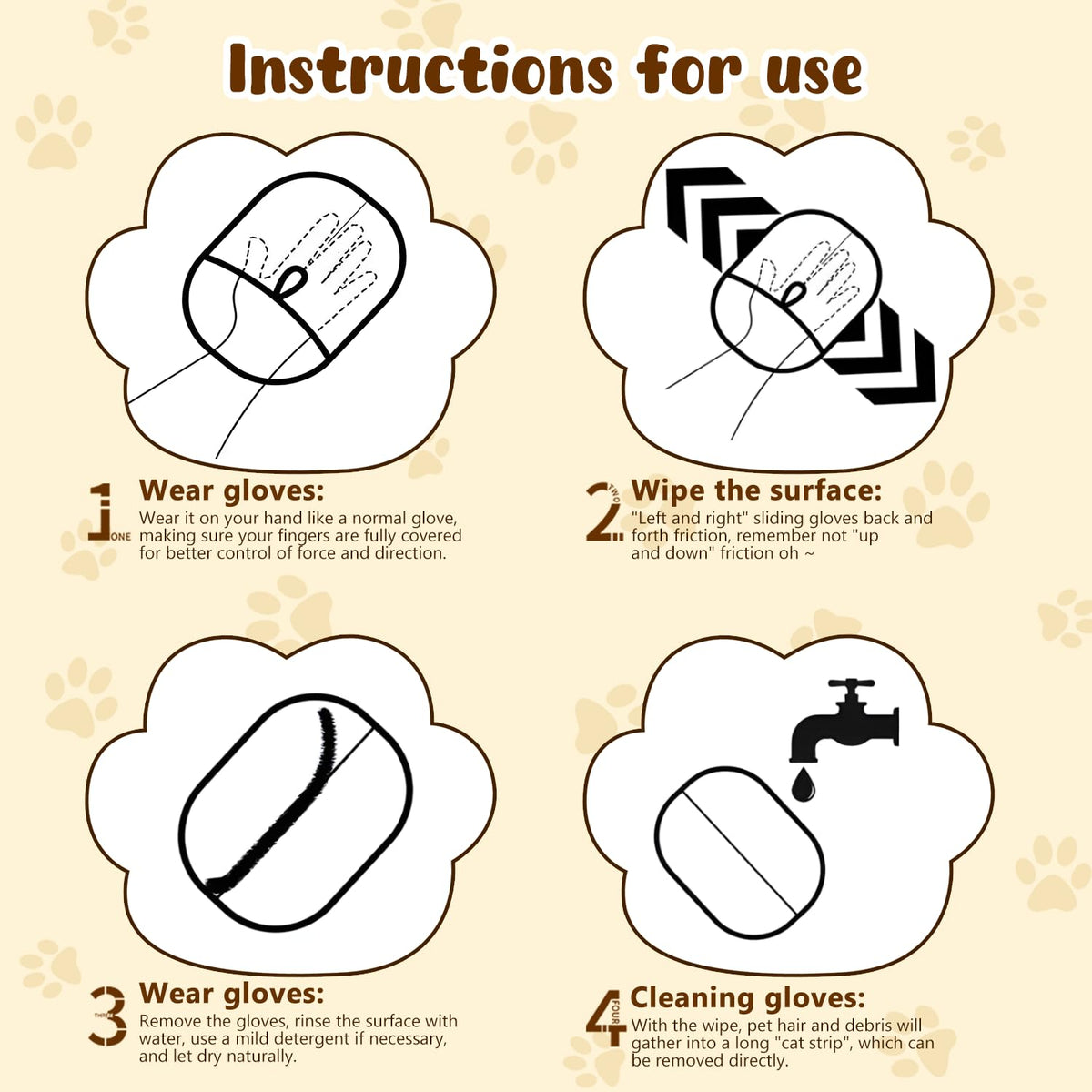 2PCS Pet Hair Remover Gloves, Electrostatic Pet Hair Removal Gloves for Cats & Dogs, Reusable