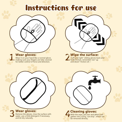 2PCS Pet Hair Remover Gloves, Electrostatic Pet Hair Removal Gloves for Cats & Dogs, Reusable