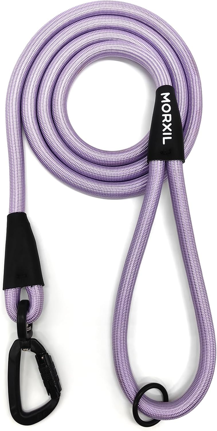 Rope Dog Leash, 6 Foot Heavy Duty Dog Leash with Aviation Aluminum Auto Locking Carabiner, Strong