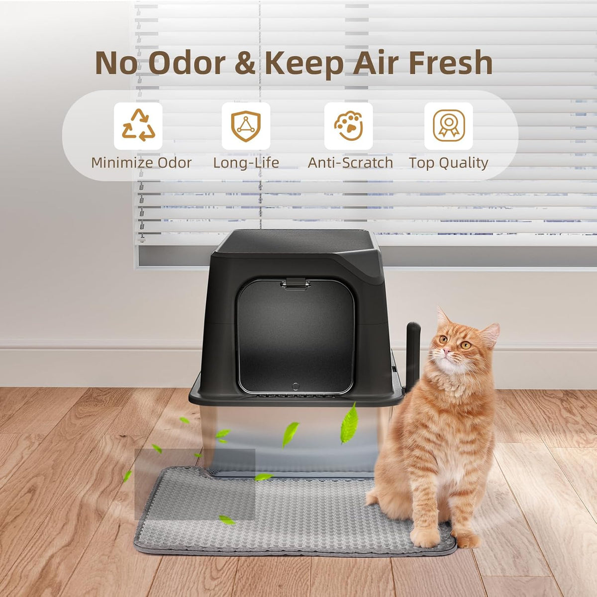 Stainless Steel Cat Litter Box with Lid, Extra Large, Great for Large & Small Cats, Easy to Clean