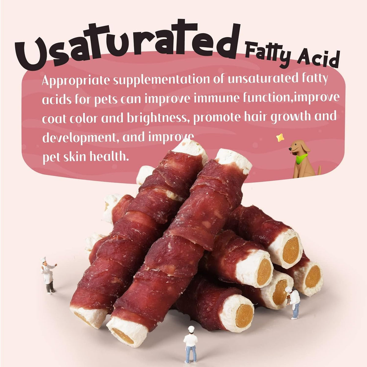ASMPET Dog Treats Chews, Duck Wrapped Rawhide Sticks Filled with Sweet Potato for Small Medium
