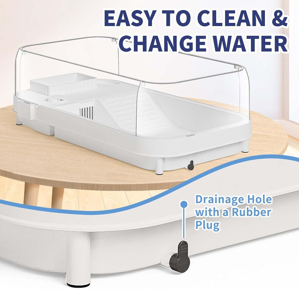 Large Turtle Tank with Water Pump, Acrylic Turtle Tank Starter Kit with Heightened and Curved