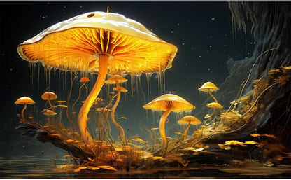 Fantasy Mushrooms Aquarium Background Fantasy Mushroom in Magical Enchanted Fairy Tale Stream