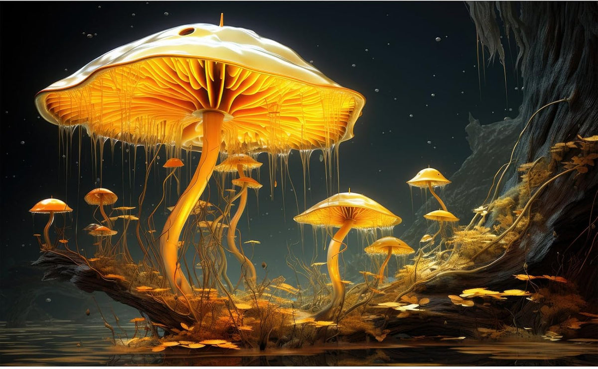 Fantasy Mushrooms Aquarium Background Fantasy Mushroom in Magical Enchanted Fairy Tale Stream