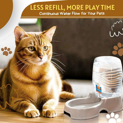 Flexzion Automatic Gravity Pet Waterer for Cat & Dog - Non-Skid & Easy-Clean Auto Replenish Water