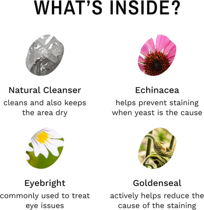 Eye Envy Tear Stain Remover Powder for Dogs and Cats. 100% Natural, Safe. Apply Around Eyes.
