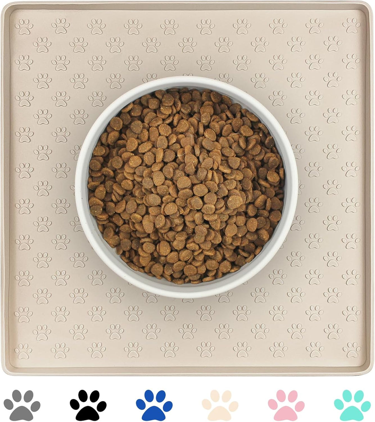 Ptlom Pet Placemat for Dog and Cat, Waterproof Non-Slip Silicone Feeding Bowl Mat Prevent Food and