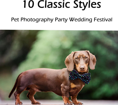10 PCS Dogs Collar Elastic Attachment Bow Ties for Small Medium Large Pet/Cats Puppies Collar