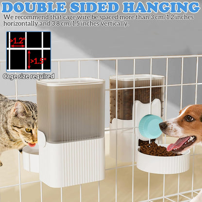 kathson Rabbit Gravity Auto Feeder Set 35oz Hanging Automatic Food Water Dispenser Cage Automatic