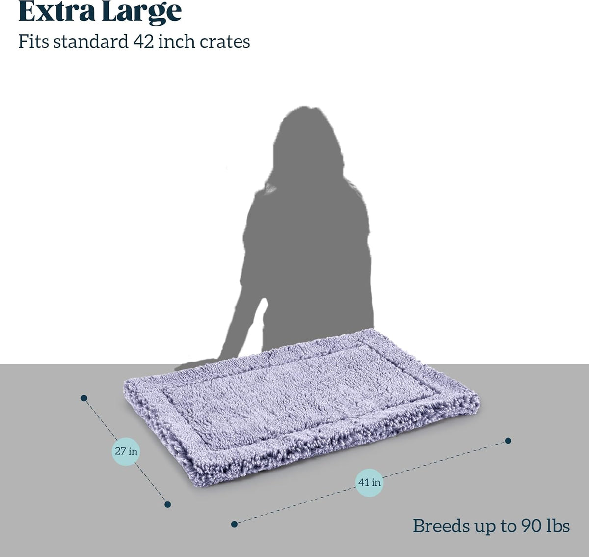 Stoutwool Indestructible Dog Bed - Fluffy Chew Proof Dog Crate Pad - Tough Kennel Pad for
