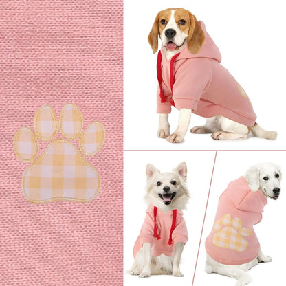 SAWMONG Dog Hoodie,Flannel Pet Hooded Sweater with Hat Puppy Pullover Sweater Shirt,Dog (Pink,M)