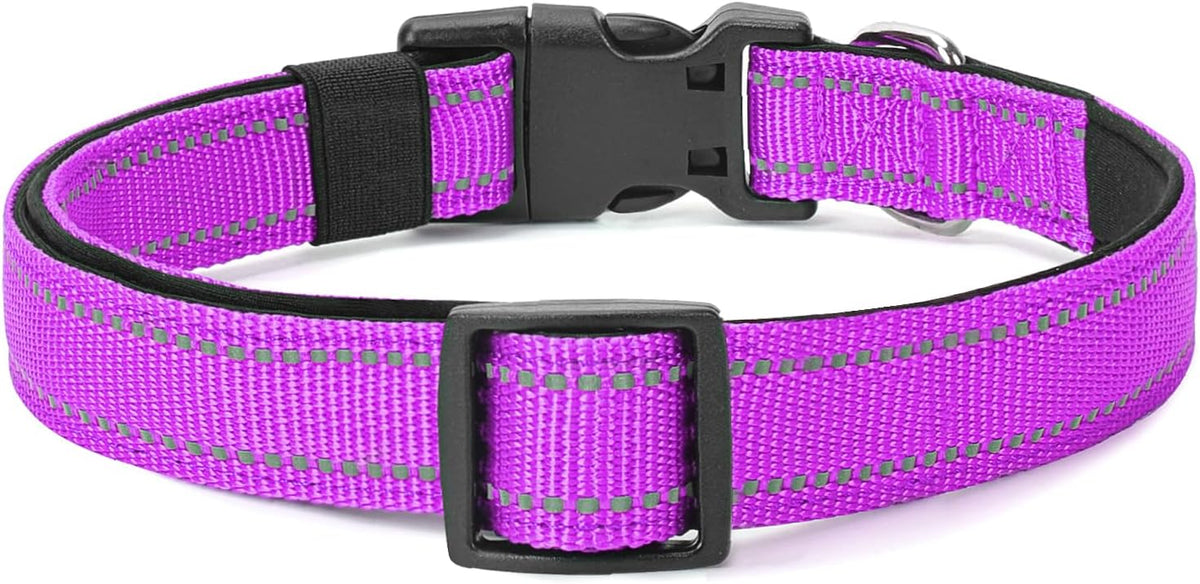 Reflective Dog Collar Padded with Soft Neoprene Breathable Quick Release Basic Dog Collars for