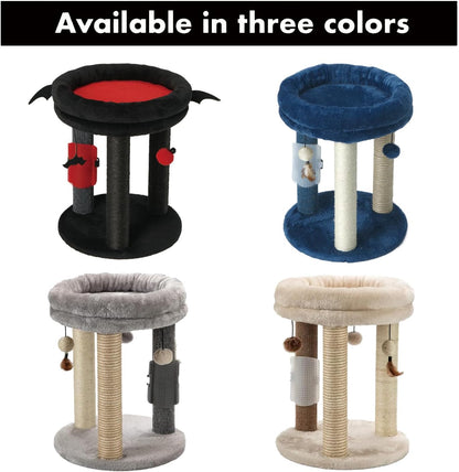 MECOOL 4in1 Small Cat Tree,Scratching Post with Tower Soft Bed, Sisal Carpet Jute Posts with Three