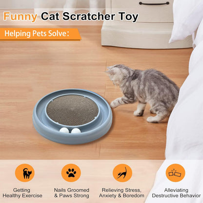 Interactive Cat Ball Track Toy for Indoor Cats, Cat Scratching Board & Exercise Set for Bored