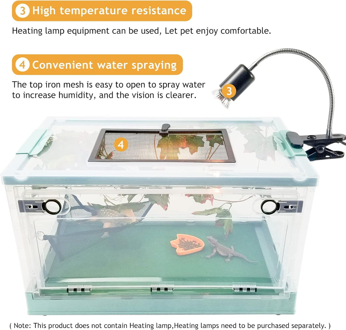 Travel Portable Foldable Terrarium Kits for Reptiles -Heat-Resistant Material, Easy to Move with