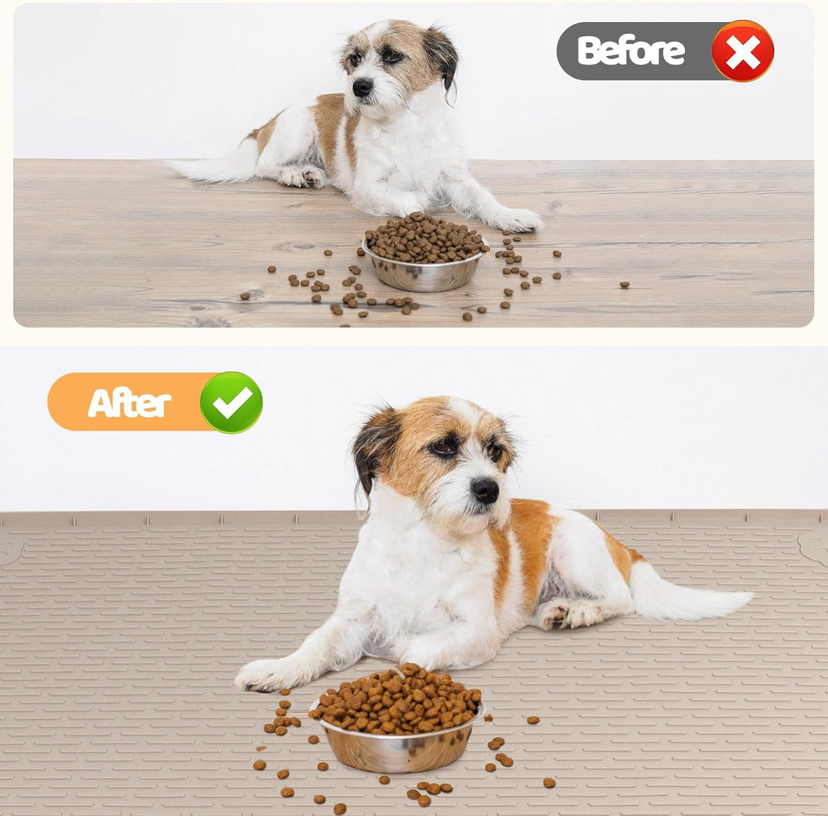 Dog Food Mat, Extra Large 50" x 35" Silicone Pet Feeding Mat with Raised Edge Pet Placemat for