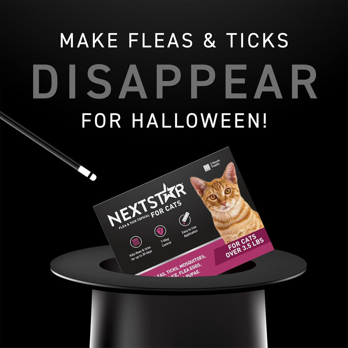 NEXTSTAR Flea and Tick Prevention for Cats, Repellent, and Control, Fast Acting Waterproof Topical