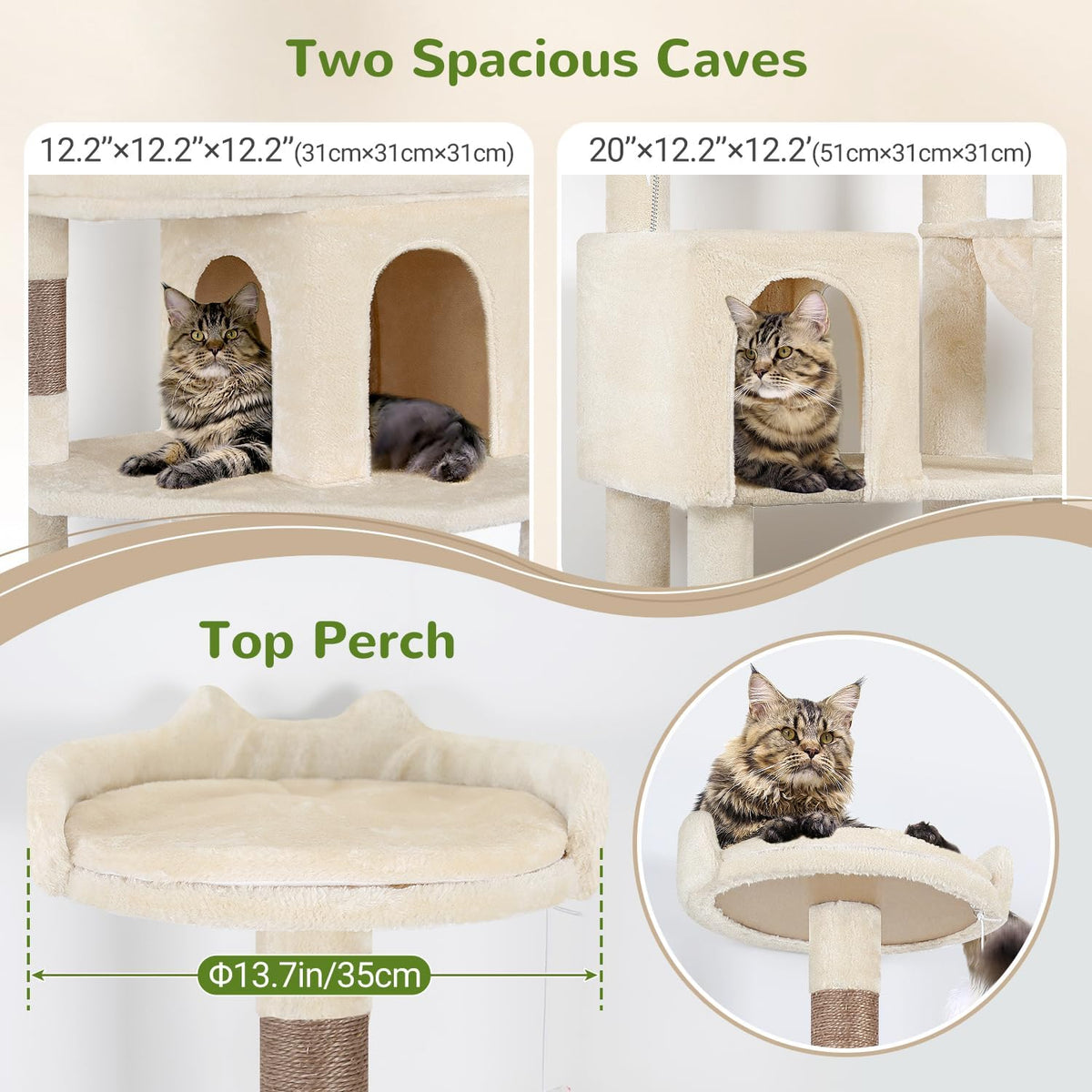 Globlazer Heavy Duty Cat Trees for Large Cats, Sturdy 72in Maine Coon Cat Tree for Large Cat 20