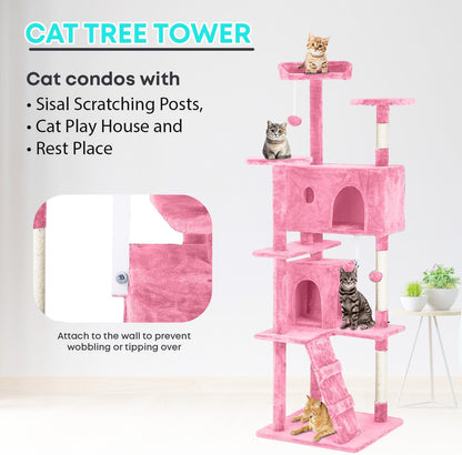 FDW Cat Tree 70in Cat Tower Multi-Level Durable Cat Scratching Post & Cozy Fun Cat Jumping Platform