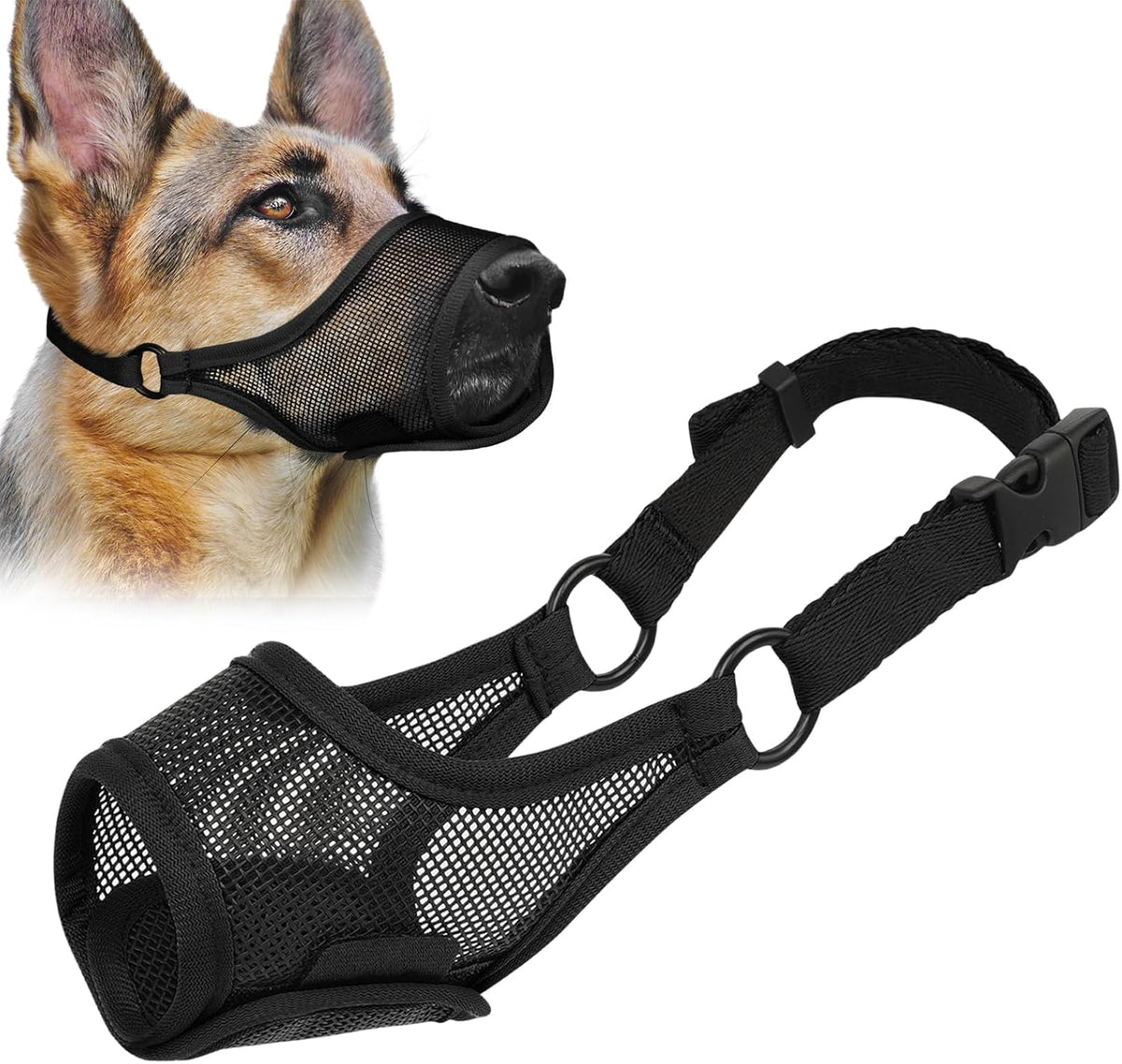LUCKYPAW Dog Muzzle, Mesh Muzzle for Large Medium Small Dogs, Soft Mouth Guard for Biting Chewing