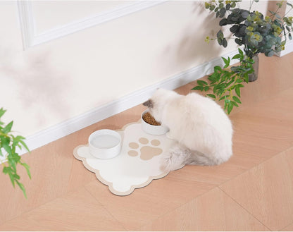 Ralxion Scalloped Dog Feeding Mat, Absorbent Mats for Dog Food and Water Bowl, Dispenser, Cute