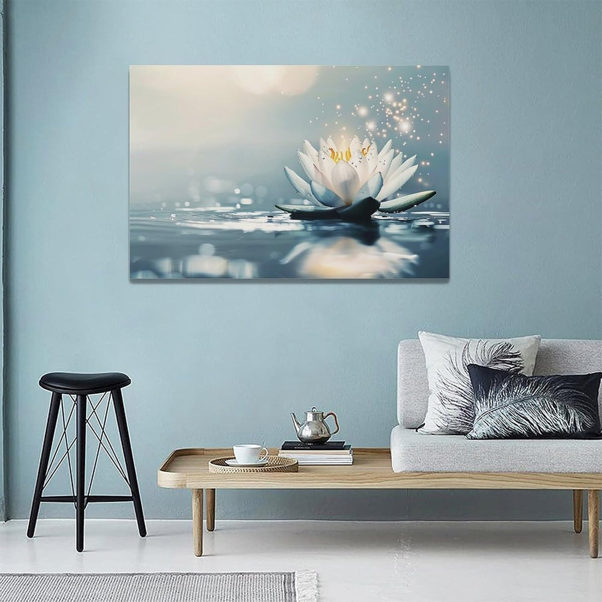 Bathroom Lotus Wall Art Floral Pictures Zen Meditation Wall Decor Yoga Spa Spiritual Canvas Print