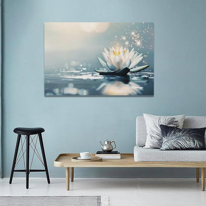 Bathroom Lotus Wall Art Floral Pictures Zen Meditation Wall Decor Yoga Spa Spiritual Canvas Print