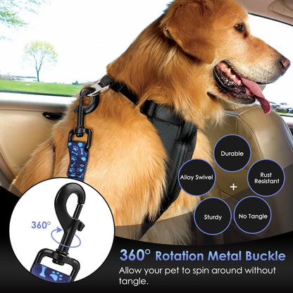 SlowTon Dog Seat Belt, Adjustable Dog Safety Belt Leash, 2 in 1 Latch Bar Attachment Dogs Car