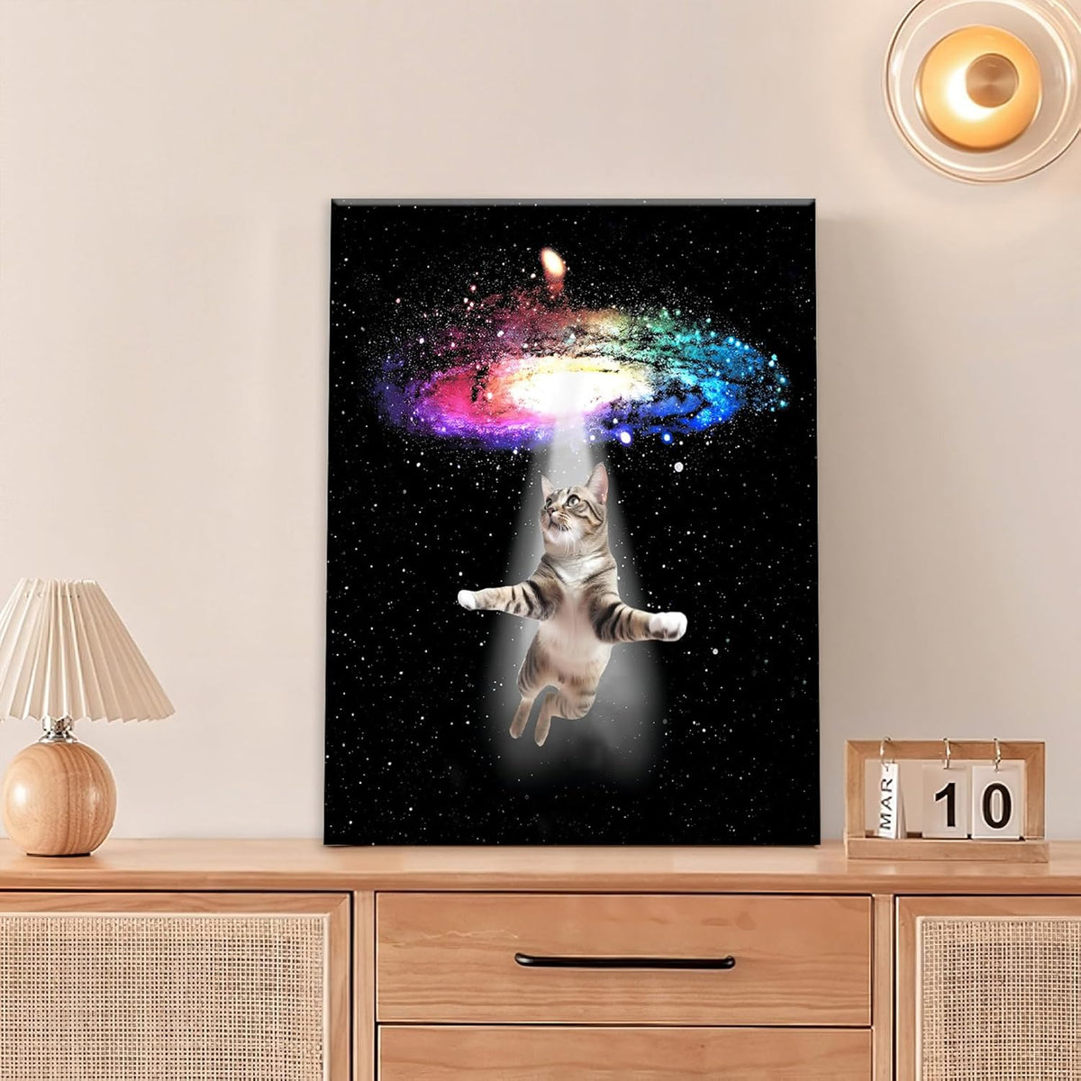 Funny Cat Wall Art Canvas Galaxy Wall Decor Prints Framed Painting Animal Pictures Gifts Artwork