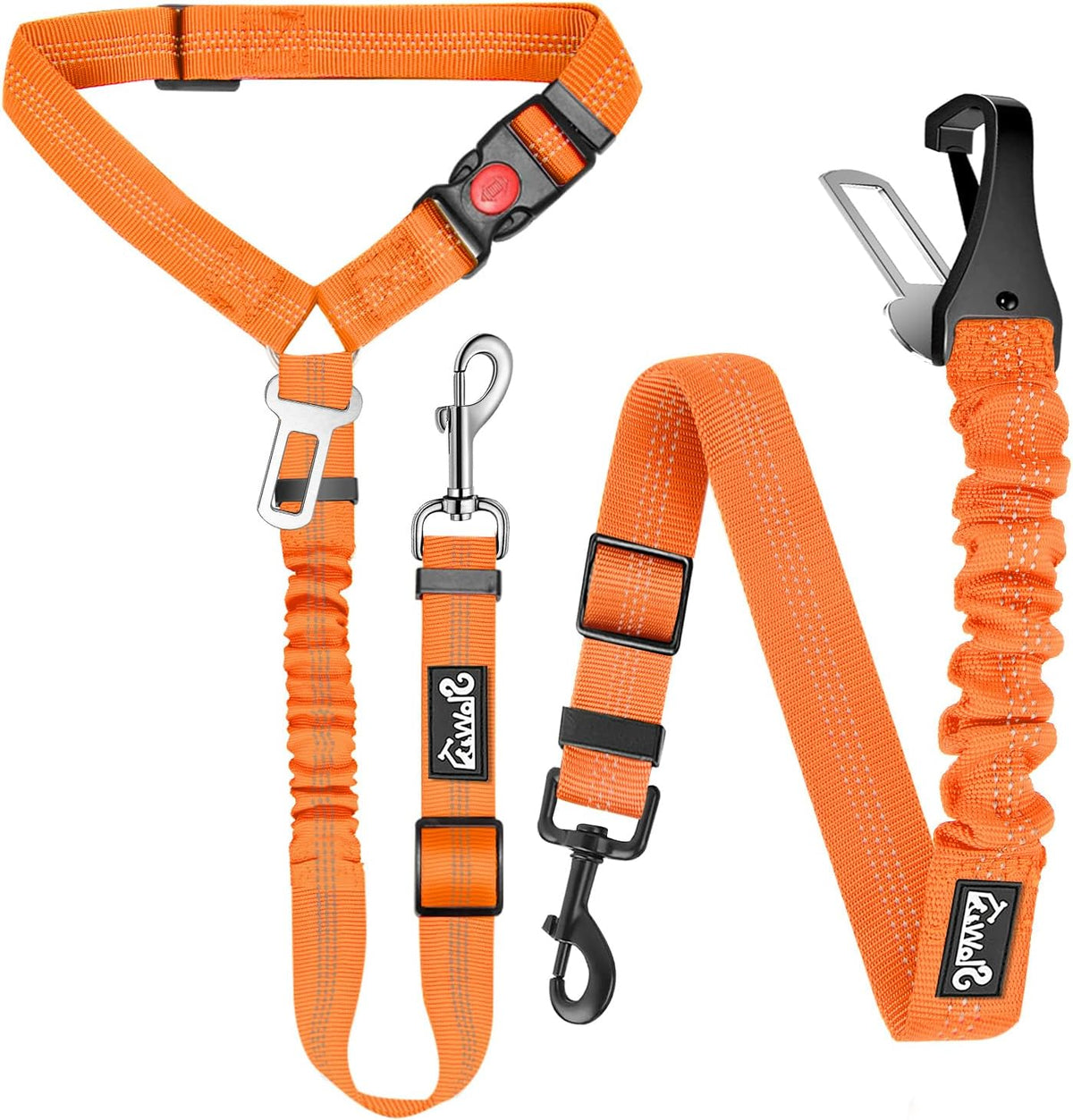 Lukovee Dog Seatbelt Leash for Cars, 2 Pack Pet Safety Car Seat Belt with Adjustable Buckle &