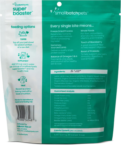 smallbatch Freeze Dried Dog Treats, Superfood Food Topper Lamb Bites for Dogs & Cats, Probiotics