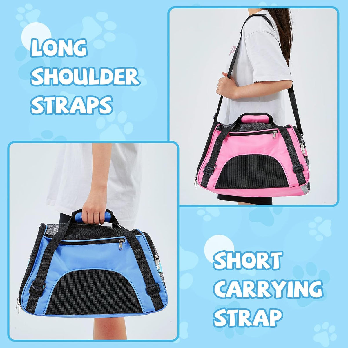 Sweetude 4 Pcs Cat Carrier Soft-Sided Pet Carrying Bag for Cat Under 13 Lbs, 16.9 x 11x 7.5 Inch