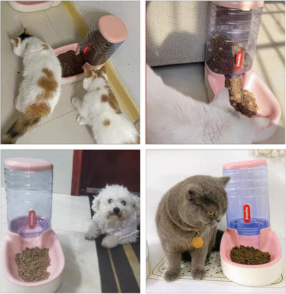 kathson Automatic Cat Feeder 1 Gallon Gravity Dog Food Dispenser Large Capacity Self Feeding Pet