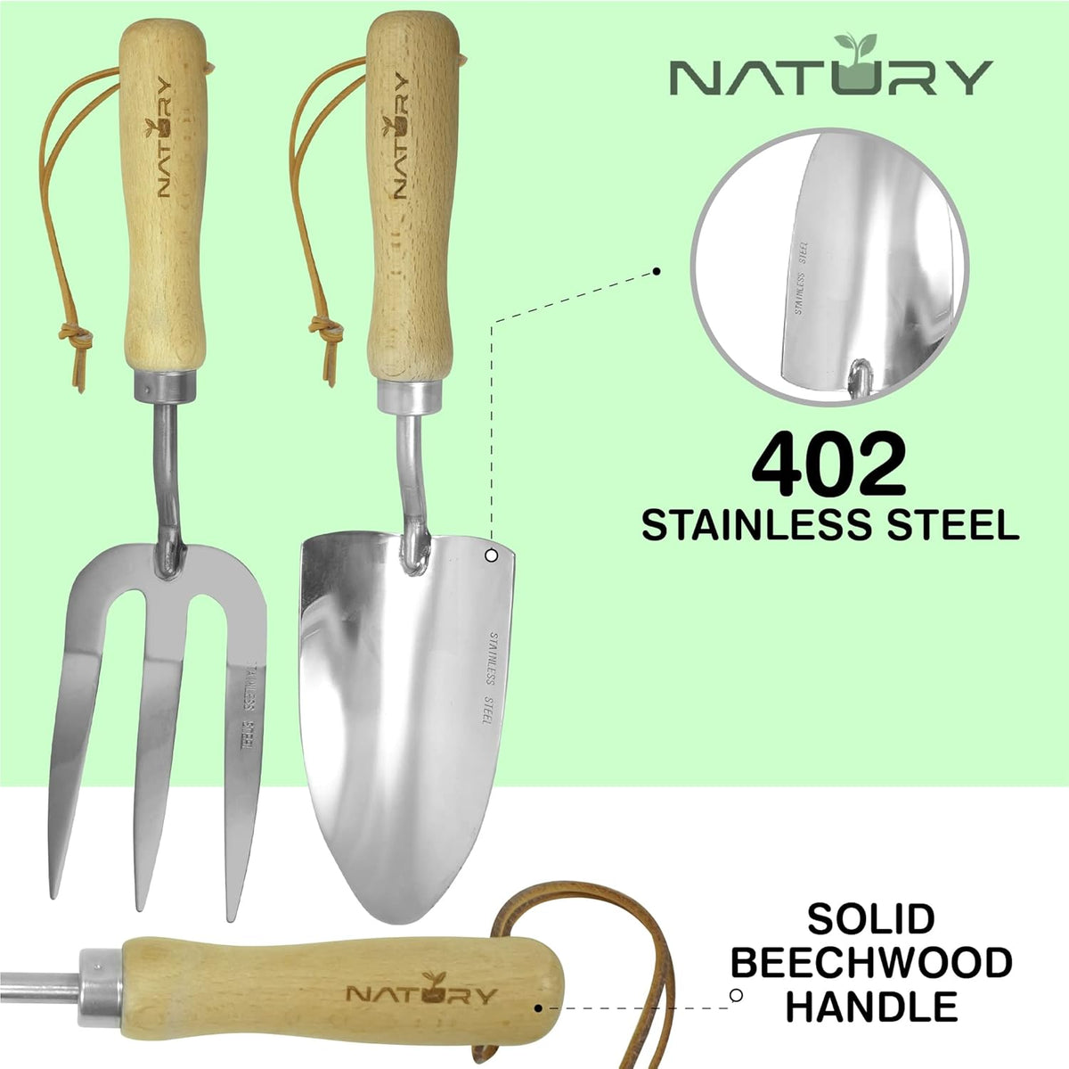 Garden Tools Set – Premium Stainless Steel Gardening Hand Tools with Solid Beechwood Handle