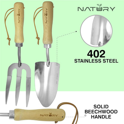 Garden Tools Set – Premium Stainless Steel Gardening Hand Tools with Solid Beechwood Handle