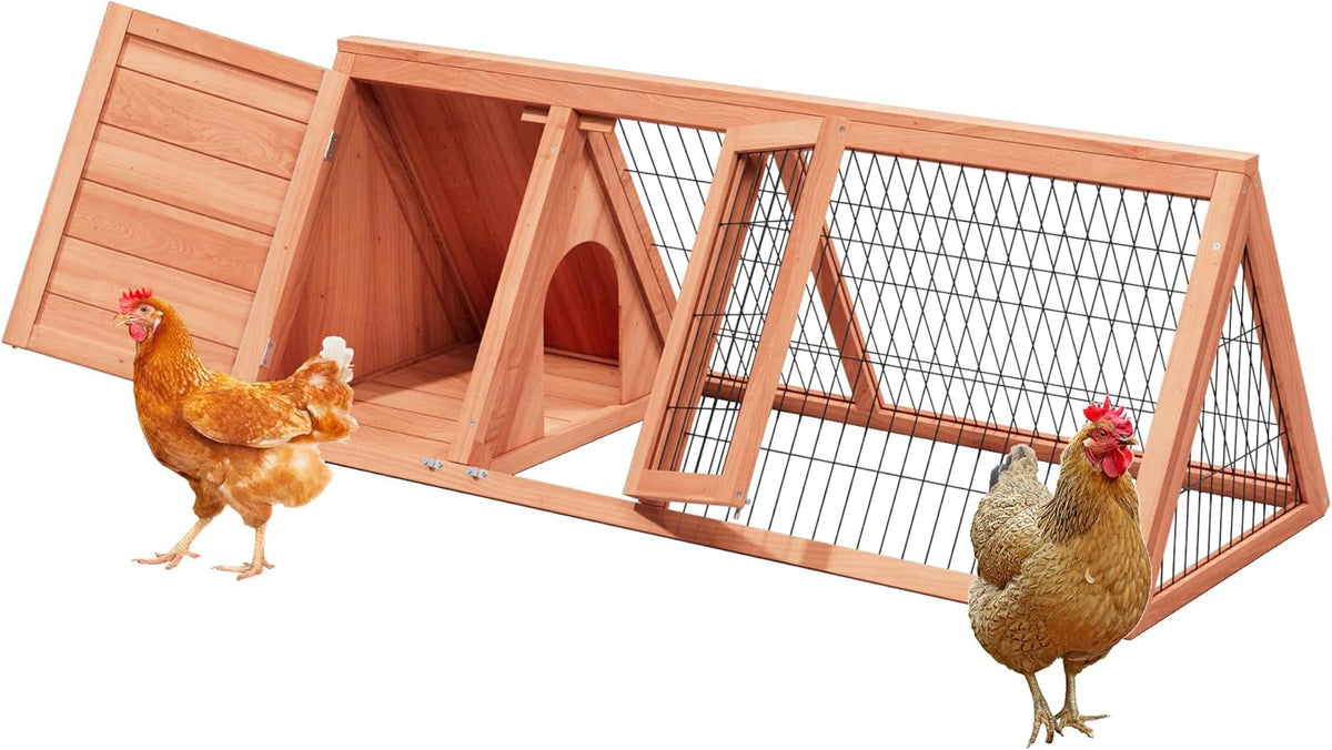 Chick Coop,Outdoor Portable Chicken Run Cage Wooden Triangle Quail Coop with Ventilating Wire