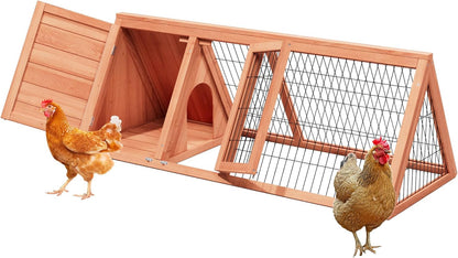 Chick Coop,Outdoor Portable Chicken Run Cage Wooden Triangle Quail Coop with Ventilating Wire