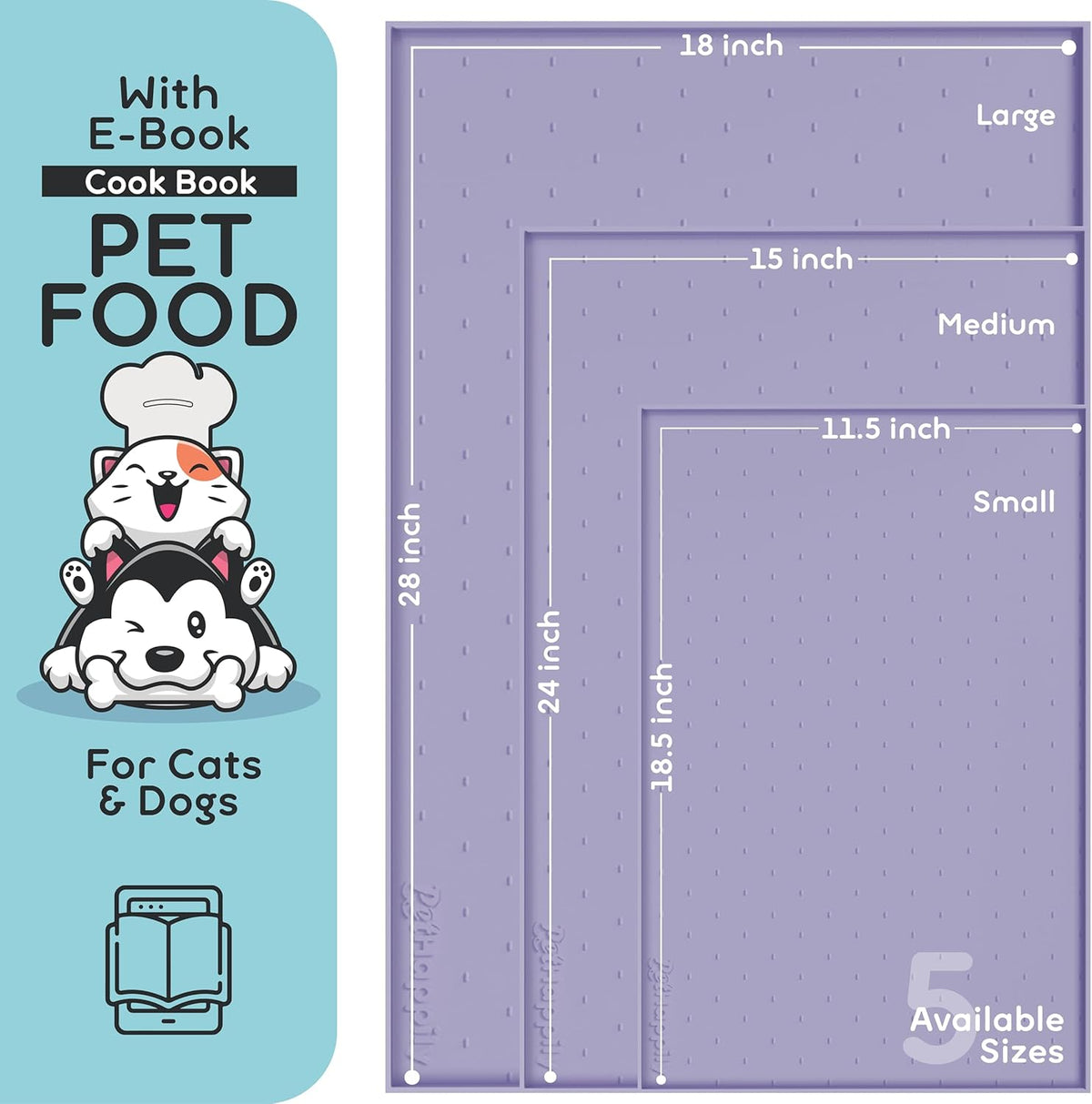 Dog Food Mat - 28x18 Raised Edges Dogs Mat for Food and Water Prevent Spill, Waterproof Cat Food