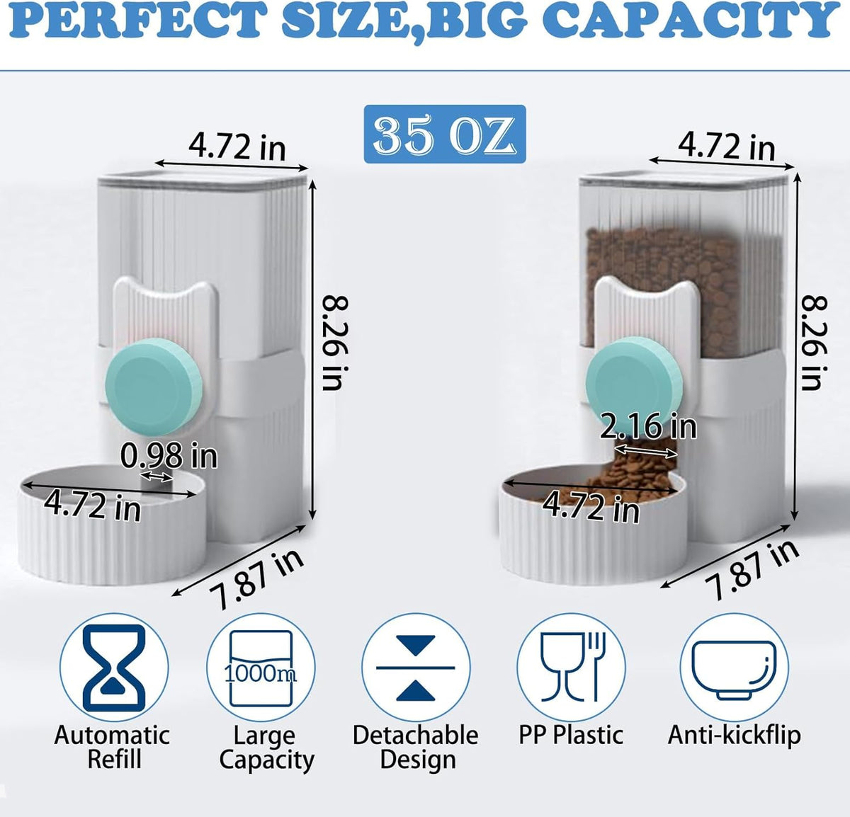 kathson Rabbit Gravity Auto Feeder Set 35oz Hanging Automatic Food Water Dispenser Cage Automatic