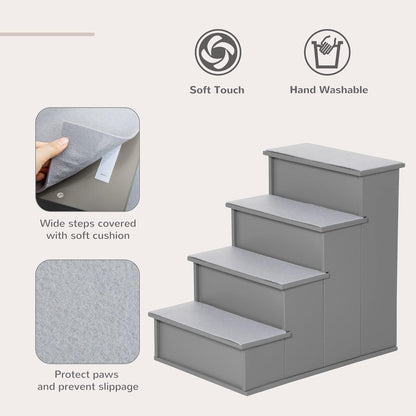 PawHut Pet Stairs, Small Pet Steps with Cushioned Removable Covering for Dogs and Cats Up to 22