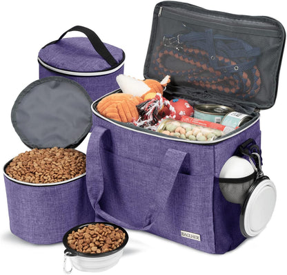 BAGLHER Dog Travel Bag Backpack Pet Supplies Backpack 5-Piece Set with Shoulder Strap 2 Lined Pet