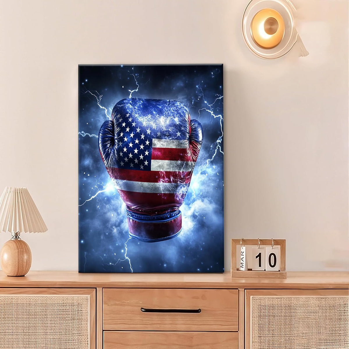 Sports Boxing Wall Art Canvas American Flag Wall Decor Prints Framed Painting Pictures Gifts