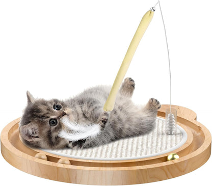 3-in-1 Cat Toys, Scratcher, Toys for Indoor Cats, Natural Sisal Scratching Board, Kitten
